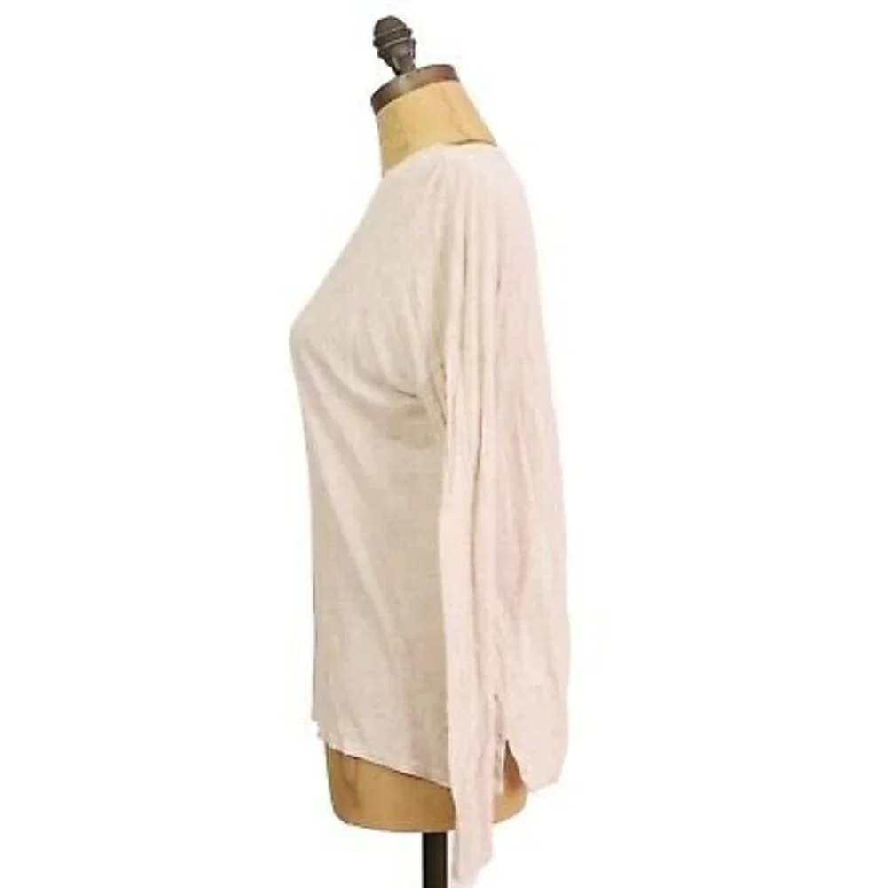 Vince Lightweight Top Size S Long Raglan Sleeve Side Slits Heather Beige EUC A3